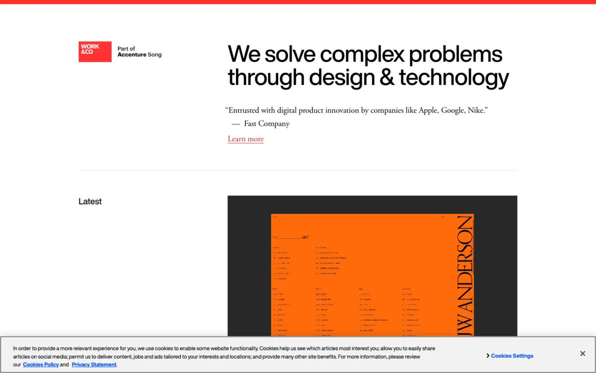 Work & Co homepage, captured September 28, 2026